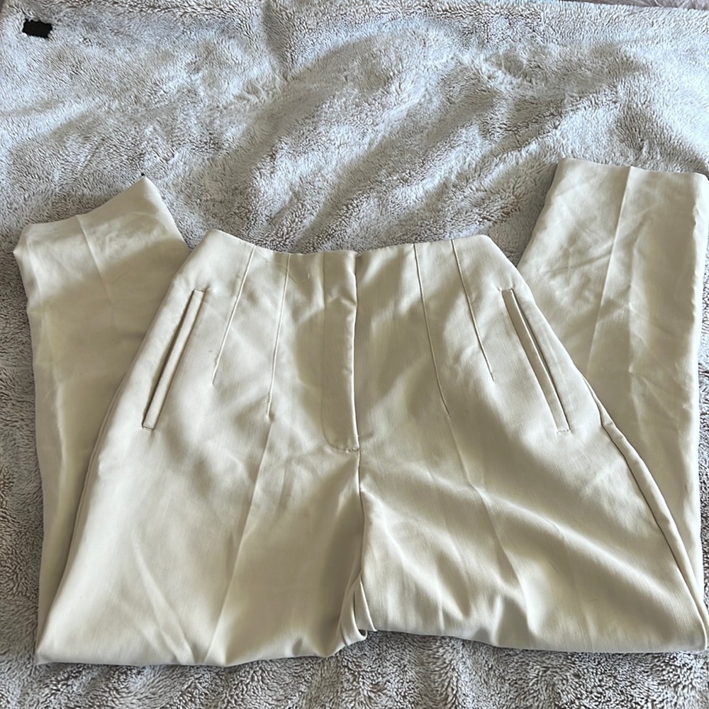 Zara Cream High-Waist Trousers